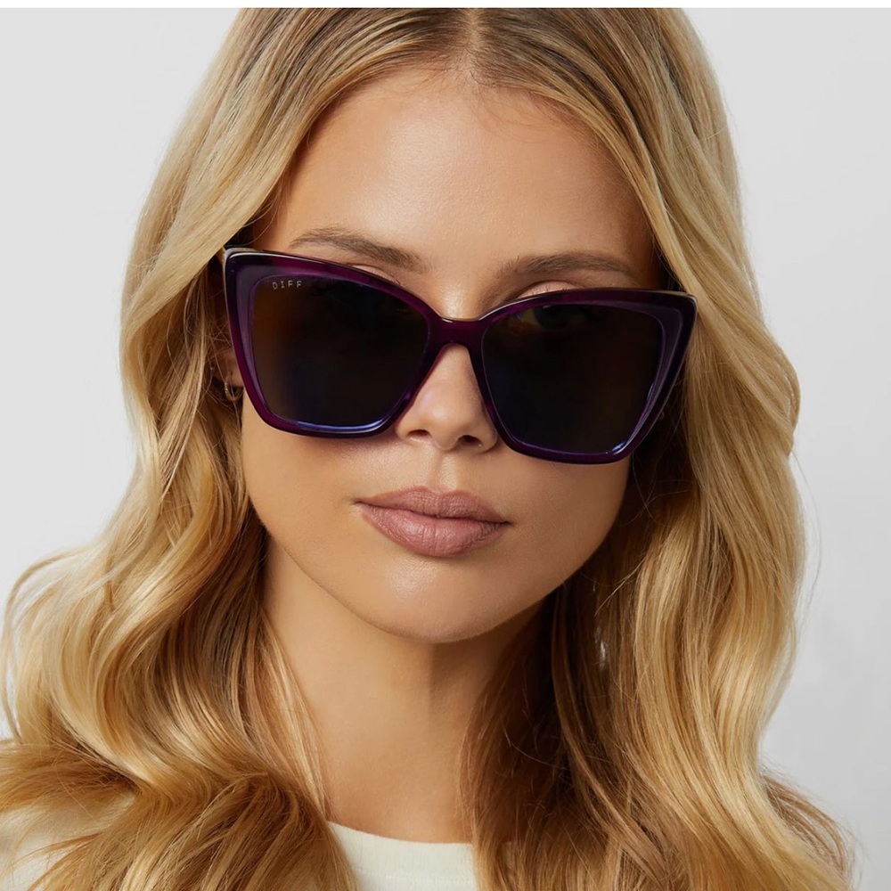 Diff Becky II Posh Purple Crystal Purple Mirror Polarized Sunglasses